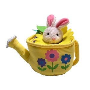 Lillian Vernon Plush Easter Bunny in Watering Can with Flowers